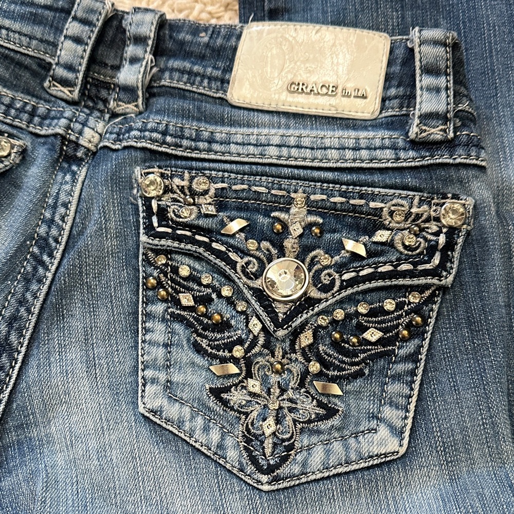 Grace Boot Cut Jeans with rhinestones
